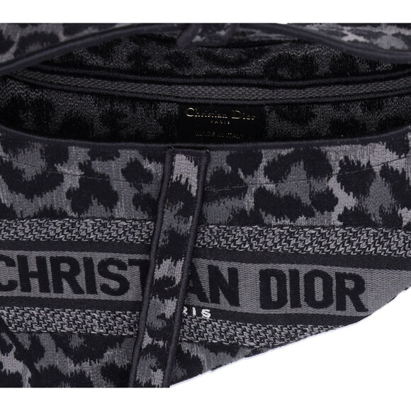 Christian Dior Medium Saddle Bag Mizza Embroidered Leopard BLack Grey Multi - Picture 2 of 10